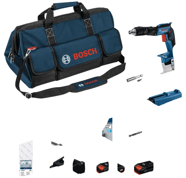 Bosch Akku-Trockenbauschrauber-Set mit Zubehör.