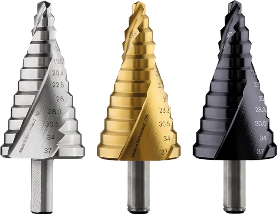 Forets étagés Bosch avec tige cylindrique pour entrées de câbles.