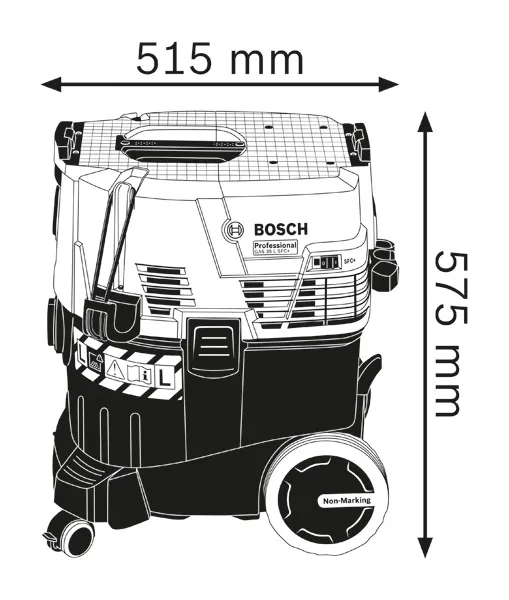Dimensions de l'extracteur de poussière.