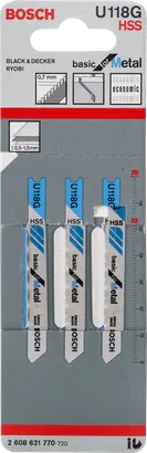 Jeu de lames de scie sauteuse Bosch U 118 G.