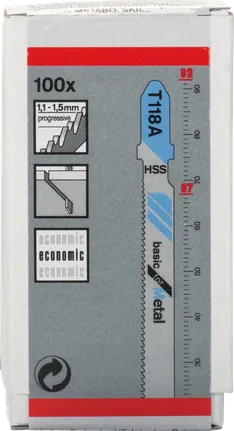 Lames de scie sauteuse Bosch T118A HSS pour la découpe du métal.