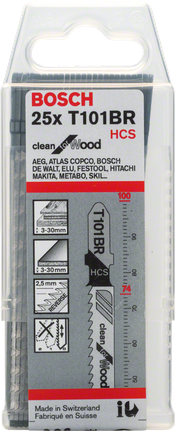 Lames de scie sauteuse Bosch T101BR 3-30 mm pour bois.