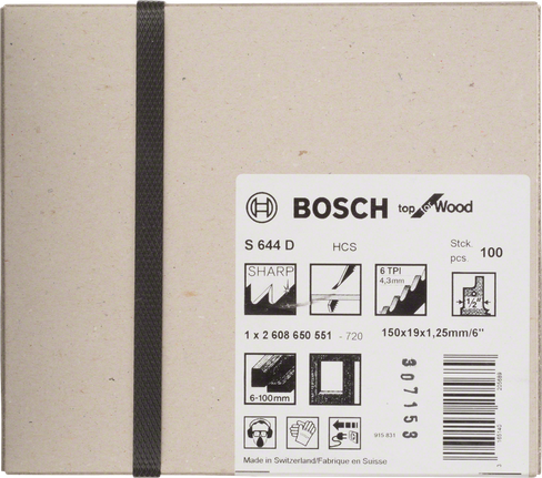 Lames de scie sauteuse Bosch S 644 D de qualité supérieure pour bois (pack).