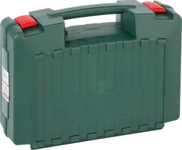 Coffret plastique Bosch K avec poignée et loquets rouges.