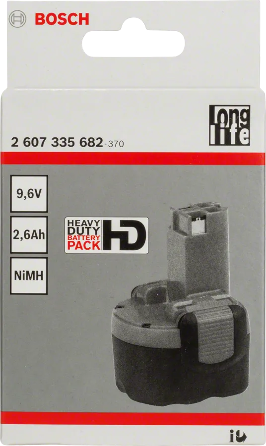Batterie Bosch 9,6 V NiMH pour outils électriques.