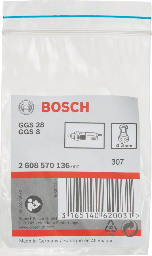 Pince de serrage Bosch 3 mm sans contre-écrou.