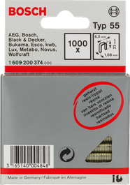 Agrafe à couronne étroite Bosch 6 mm type 55 revêtue de résine.