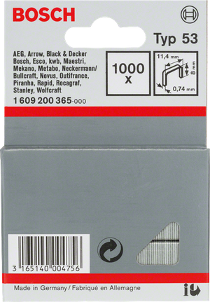Agrafes 8mm type 53 Bosch (lot de 1000) – équipement atelier