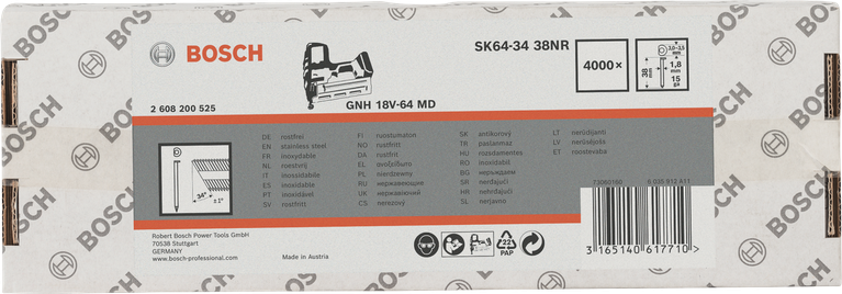 Clous en acier inoxydable Bosch SK64-34 38NR 4000×.
