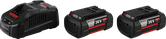Kit de démarrage de batterie Bosch 36V avec chargeur et deux batteries.