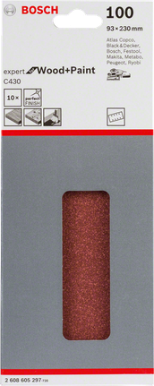 Pack de feuilles abrasives Bosch C430 93 × 230 mm.