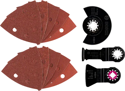 Kit d'accessoires universels Bosch 13 pièces pour le ponçage et la découpe.