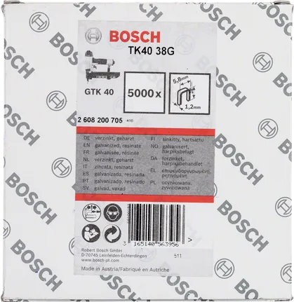 Boîte d'agrafes galvanisées Bosch TK40 38G, 5000 pièces.