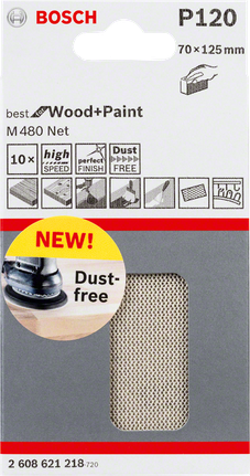 Feuille abrasive Bosch P120 70×125mm.