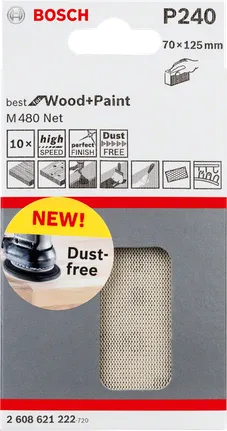 Feuille abrasive Bosch P240 70×125 mm.