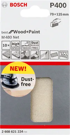 Feuille abrasive Bosch P400 70×125 mm.
