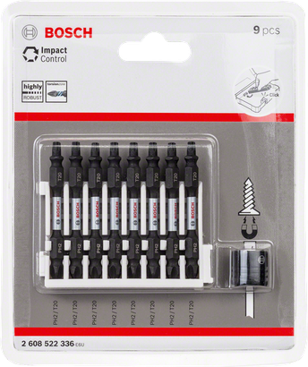 Coffret d'embouts Bosch Impact Control PH2 T20 9 pièces.