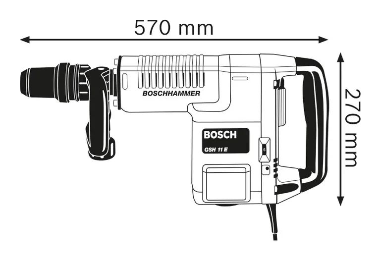 Dimensions du marteau perforateur.