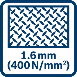 Capacité de coupe dans l’acier (400 N/mm²) : jusqu’à 1,6 mm 