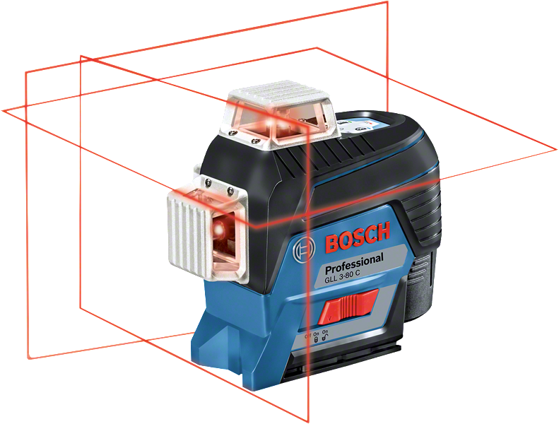 Outil de nivellement laser Bosch GLL 3-80 C, lignes à 360 degrés.