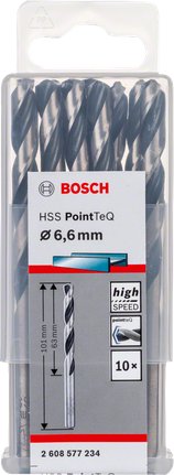 Pack de forets Bosch HSS PointTeQ 6,6 mm.
