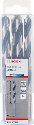 Jeu de forets Bosch HSS PointTeQ 29/64 pouces.