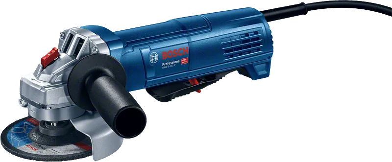 Meuleuse d'angle Bosch GWS 9-115 P avec poignée latérale.
