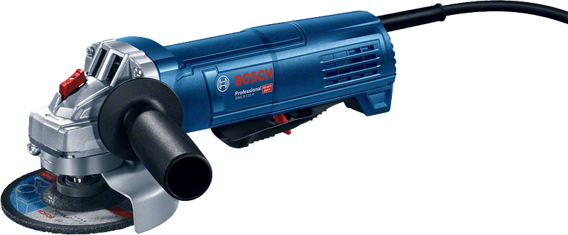 Meuleuse d'angle Bosch GWS 9-115 P avec poignée latérale.