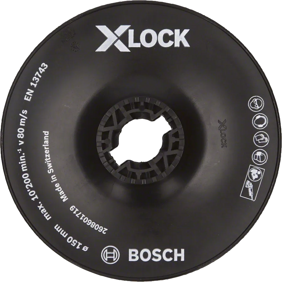 Plateau de support Bosch X-LOCK 150 mm dur pour meuleuses.