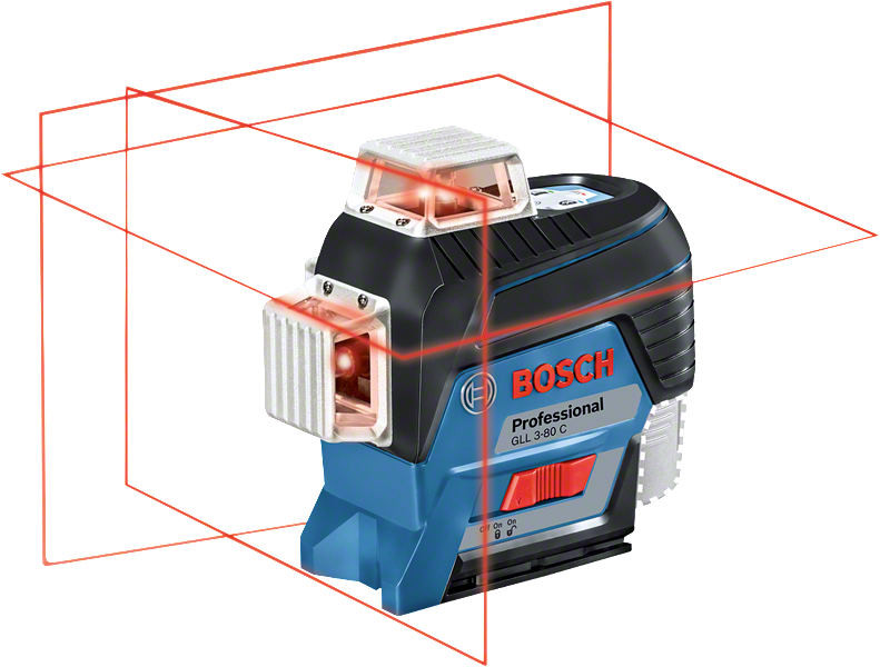 Outil de nivellement laser Bosch GLL 3-80 C avec lignes à 360°.