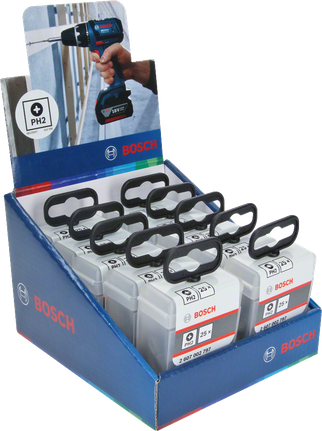 Coffret présentoir d'embouts de tournevis Bosch PH2.