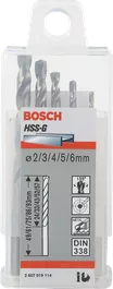 Coffret de 5 forets à métaux HSS-G Bosch 2–6 mm.