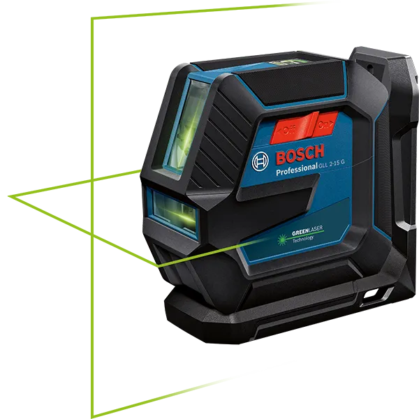 Outil de nivellement laser Bosch GLL 2-15 G avec faisceau vert.