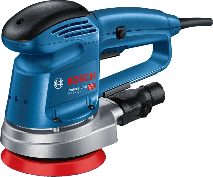 Ponceuse excentrique Bosch GEX 34-125 avec plateau de 125 mm.