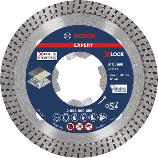 Disque à tronçonner diamanté Bosch EXPERT HardCeramic X-LOCK 85 mm.
