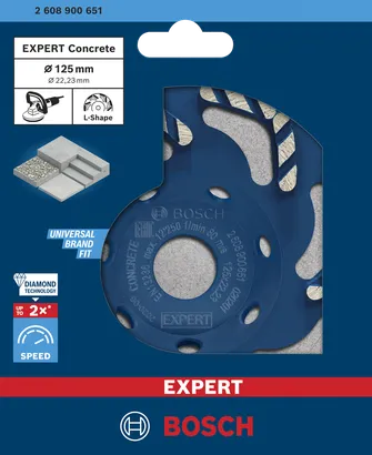 Tête de meulage diamantée Bosch EXPERT Concrete 125 × 22,23 × 4,5 mm.