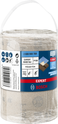 Rouleau de filet abrasif Bosch EXPERT M480 115 mm 5 m G 180.