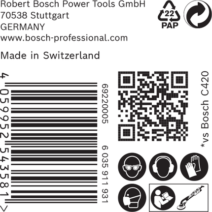 Papier abrasif Bosch C470 225 mm G 60.