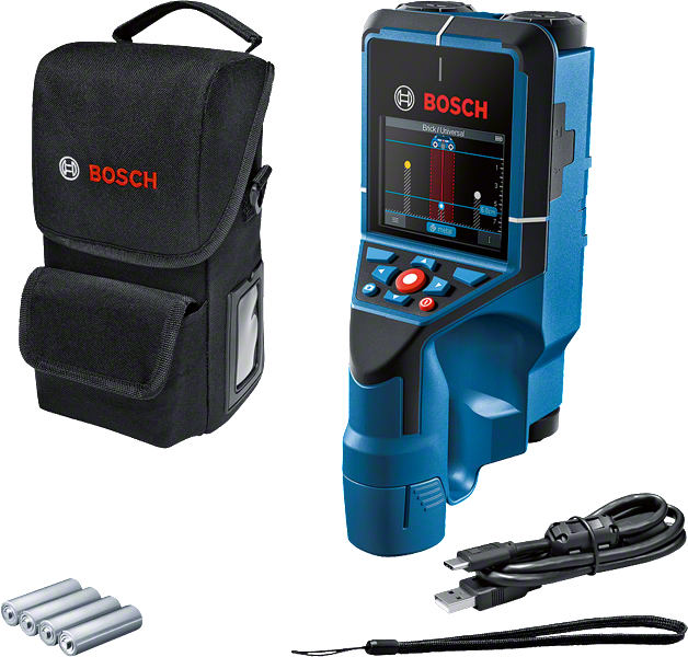 Scanner mural Bosch D-Tect 200 C avec mallette et accessoires.
