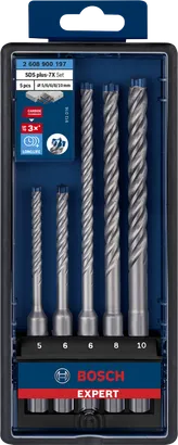Coffret de forets pour marteau perforateur Bosch SDS plus-7X 5/6/6/8/10 mm.