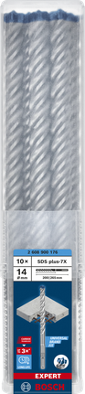 Forets Bosch SDS Plus-7X 14 × 200 × 265 mm, lot de 10.