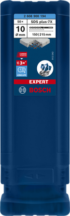 Forets Bosch SDS plus-7X 10 × 150 × 215 mm, paquet de 50.