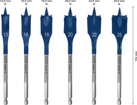 Ensemble de forets plats Bosch EXPERT Self Cut Speed 6 tailles.