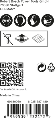 Jeu de forets Bosch EXPERT Hard Ceramic HEX-9 pour carrelage.