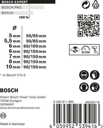 Coffret de forets Bosch EXPERT MultiConstruction 7 pièces.