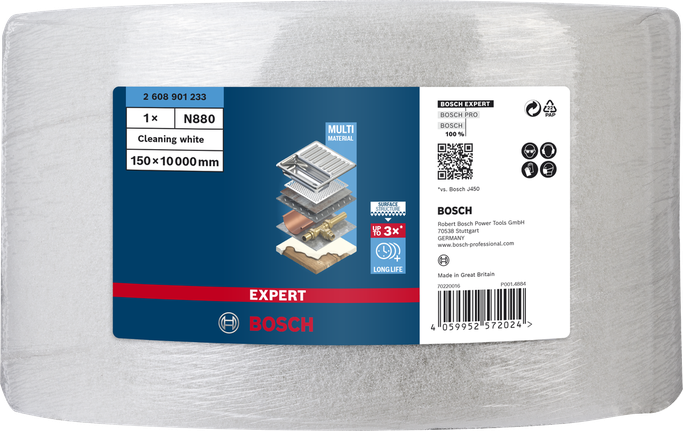 Rouleau de laine polaire Bosch N880 150 × 10 000 mm pour le nettoyage.