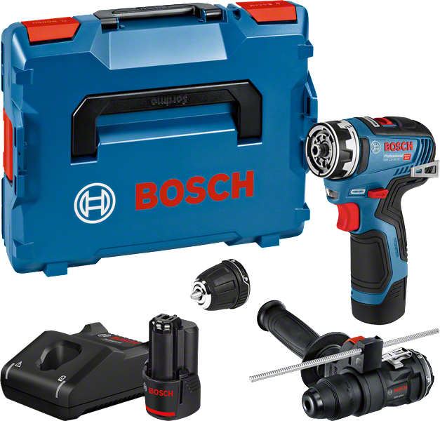 Kit perceuse sans fil Bosch GSR 12V-35 FC avec accessoires.