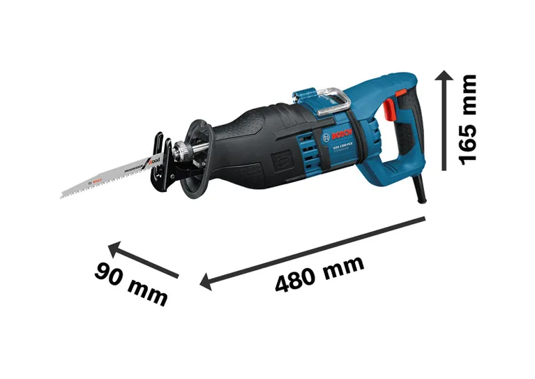 Scie alternative Bosch GSA 1300 PCE pour la coupe profonde du bois.