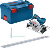 Ensemble de scie circulaire Bosch GKS 55 GCE avec rail de guidage.