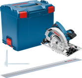 Scie circulaire Bosch GKS 85 G avec coffret et rail de guidage.